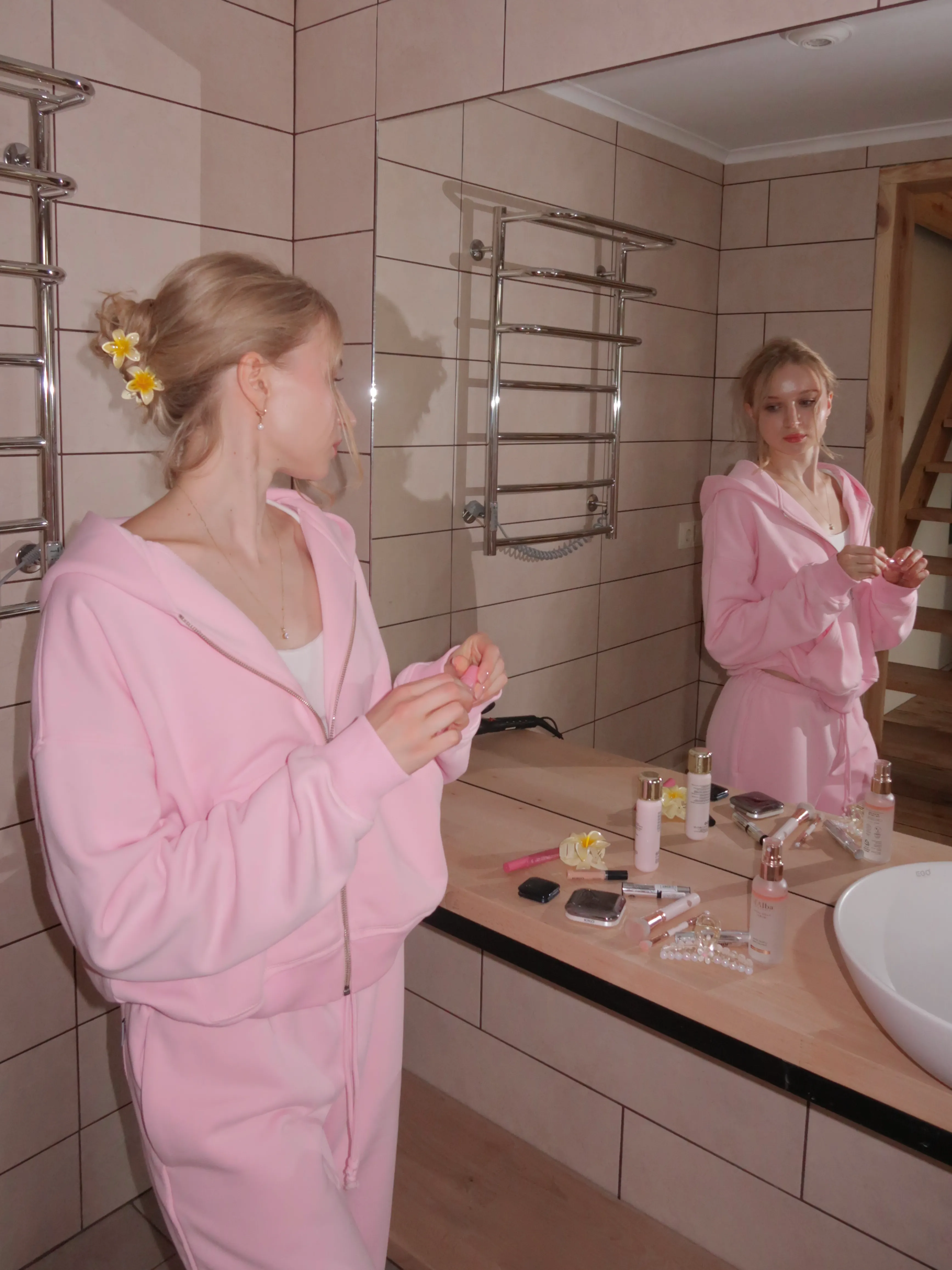 Зип худи Розовое - Thumbnail 3