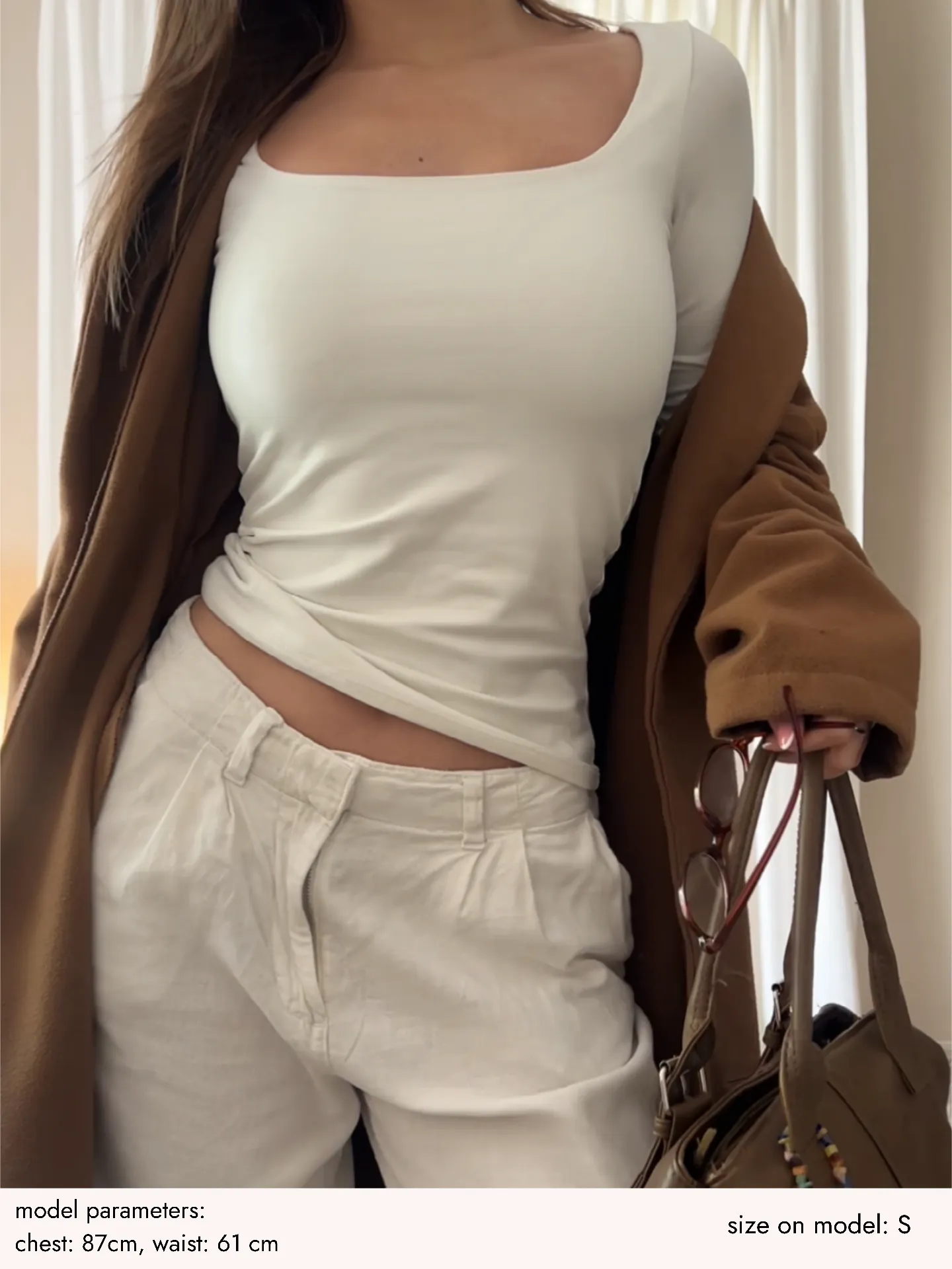 Лонгслів з вирізом Молочний - product image 4