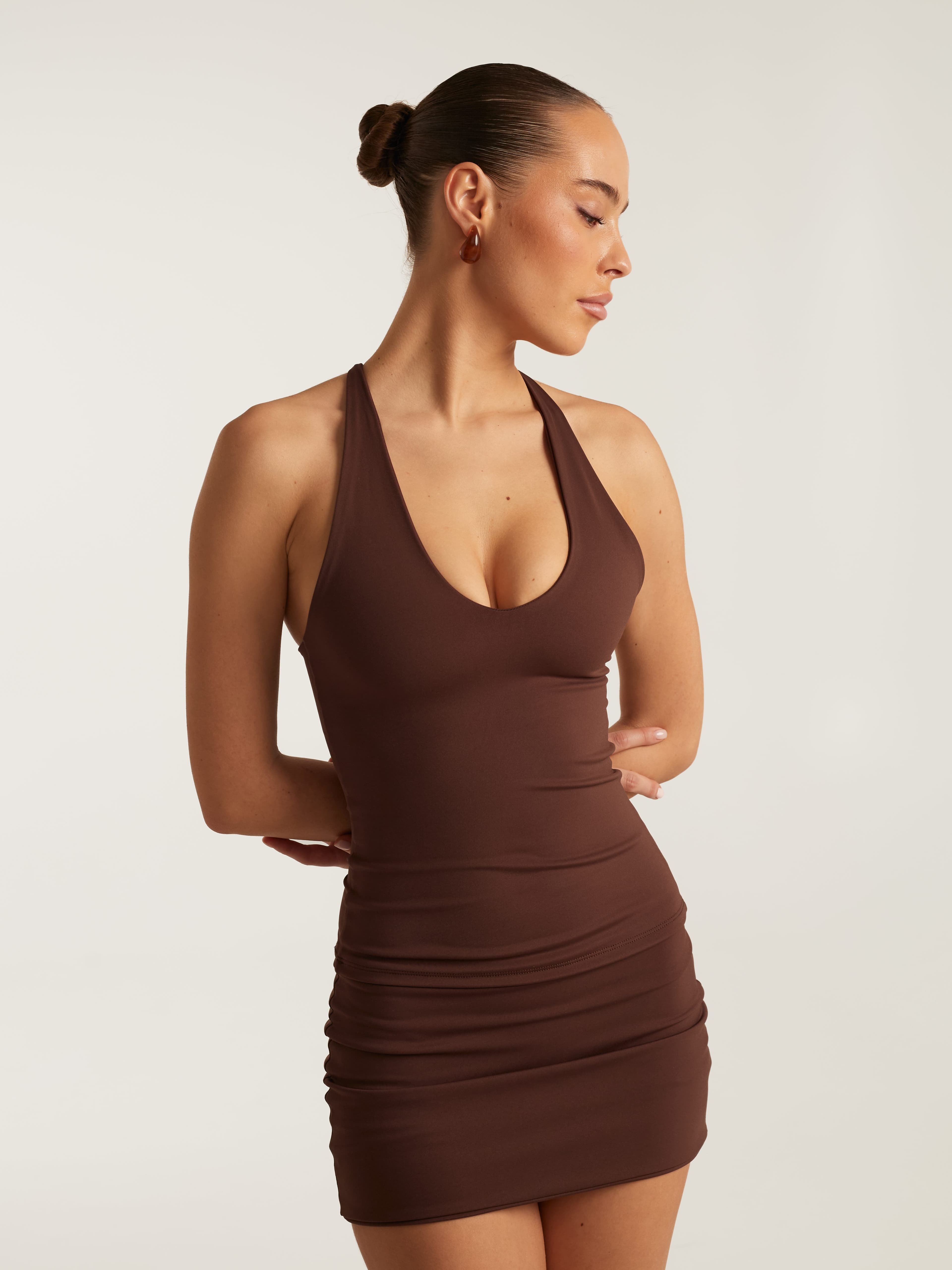 Mini skirt with shorts Chocolate - Thumbnail 5
